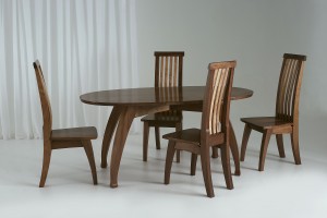 Image of Dining table and chairs in Walnut